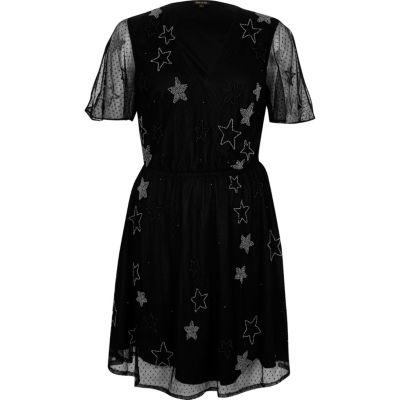 River Island Womens Star Embellished Mesh Dress