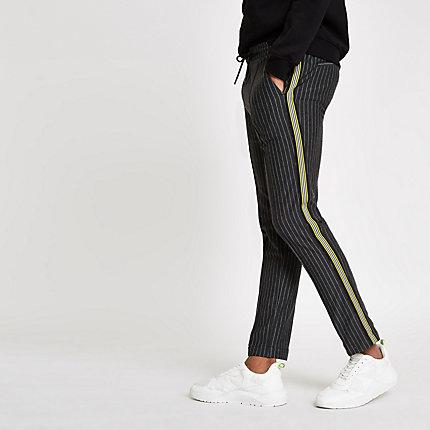 River Island Mens Stripe Super Skinny Jogger Trousers