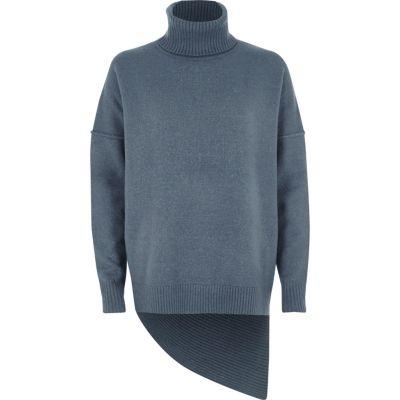 River Island Womens Asymmetric Hem Roll Neck Sweater