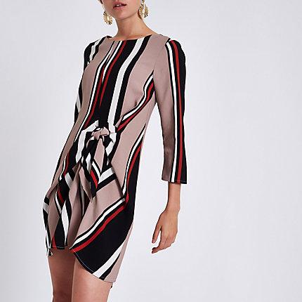 River Island Womens Stripe Tie Front Shift Dress