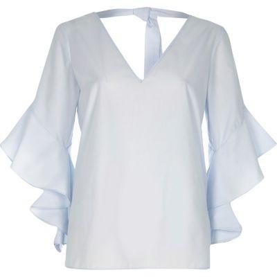 River Island Womens Ruffle Sleeve Tie Back Top