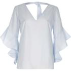 River Island Womens Ruffle Sleeve Tie Back Top