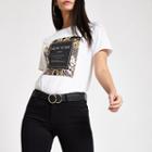 River Island Womens White 'new York' Short Sleeve T-shirt
