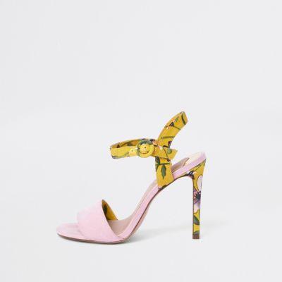 River Island Womens Wide Fit Floral Two Part Heeled Sandals