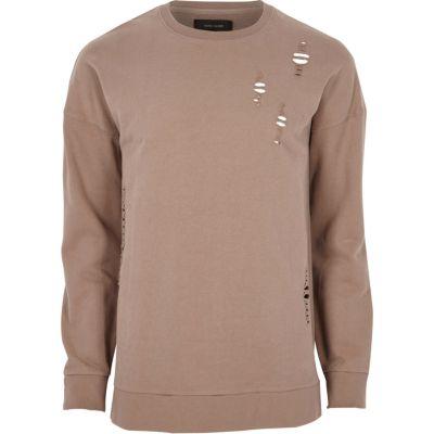 River Island Mensbig & Tall Distressed Sweatshirt