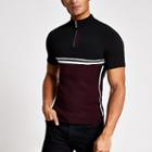 River Island Mens Muscle Fit Half Zip Knitted T-shirt