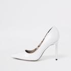 River Island Womens White Wide Fit Patent Pumps