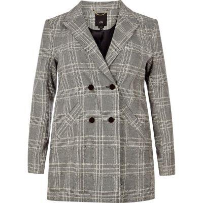 River Island Womens Plus Check Double Breasted Blazer