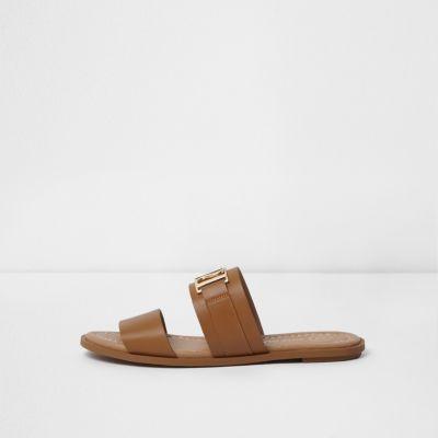 River Island Womens Double Strap Flat Mules