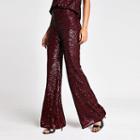 River Island Womens Sequin Embellished Flare Trousers