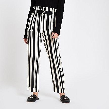 River Island Womens Petite Stripe Peg Leg Trousers