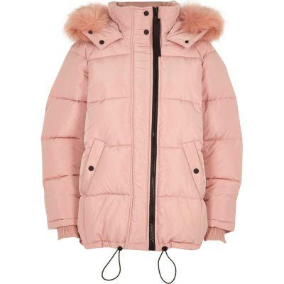 River Island Womens Fur Hood Oversized Puffer Jacket