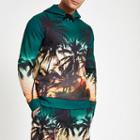 River Island Mens Palm Print Slim Fit Hoodie