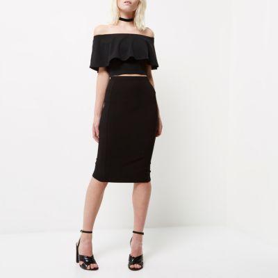 River Island Womens Petite Panelled Pencil Skirt