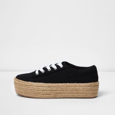 River Island Womens Lace-up Espadrille Flatform Sneakers