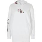 River Island Womens White Floral Print Longline Hoodie