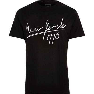 River Island Mens 'new York' Embroidered Slim Fit T-shirt