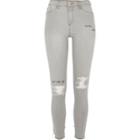 River Island Womens Ripped Slogan Print Molly Jeggings