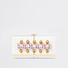 River Island Womens White Gem Embellished Clip Top Purse