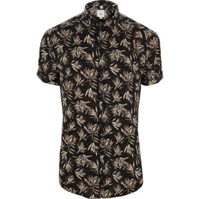 River Island Mens Big And Tall Leaf Short Sleeve Shirt