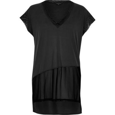 River Island Womens Sheer Mesh Panel T-shirt