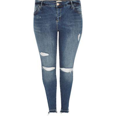 River Island Womens Plus Ripped Amelie Super Skinny Jeans