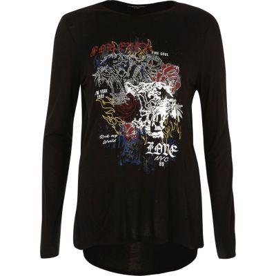 River Island Womens Heatseal Print Long Sleeve T-shirt