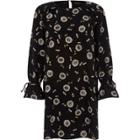 River Island Womens Petite Floral Long Sleeve Smock Dress