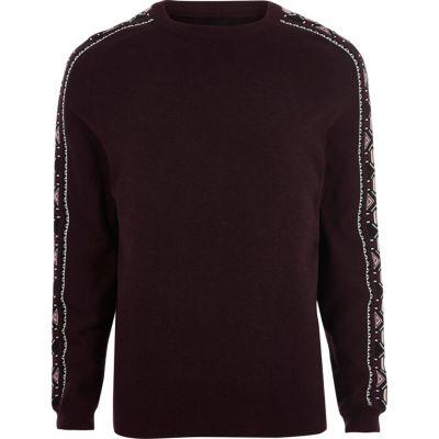 River Island Mens Aztec Sleeve Knit Jumper