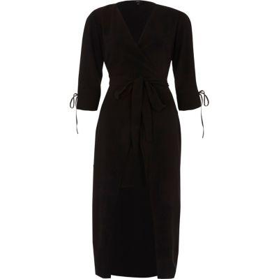 River Island Womens Tie Waist Wrap Front Midi Dress