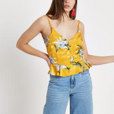 River Island Womens Tropical Peplum Cami Top