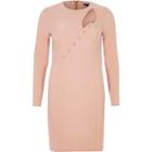River Island Womens Nude Button Cut-out Bodycon Dress