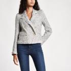River Island Womens White Double-breasted Fitted Jacket