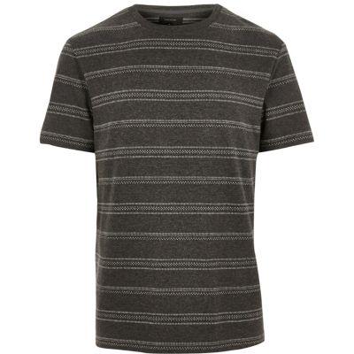 River Island Mens Marl Stripe Print Jacquard T-shirt