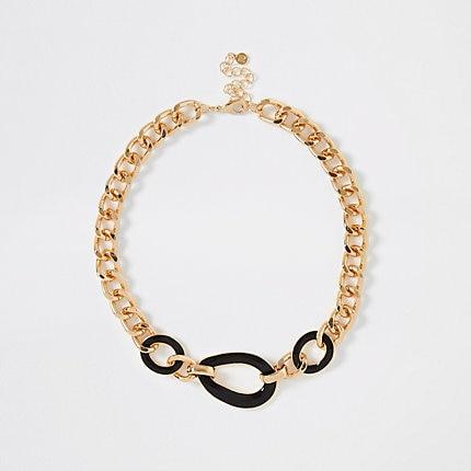 River Island Womens Gold Color Chunky Interlink Necklace