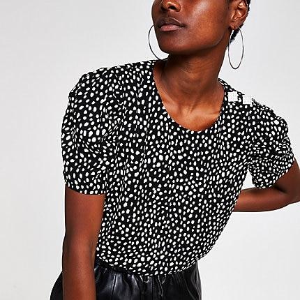 River Island Womens Polka Dot Puff Sleeve Top
