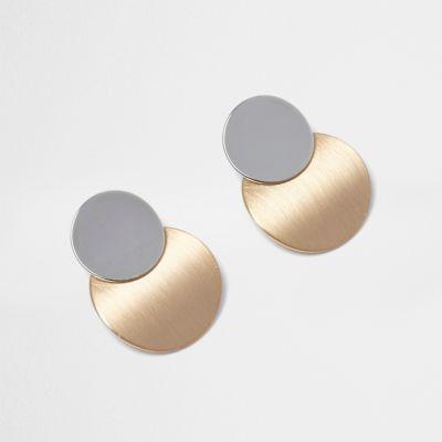 River Island Womens Metallic Circle Drop Earrings