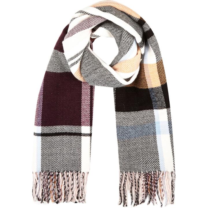 River Island Womens Check Tasselled Blanket Scarf