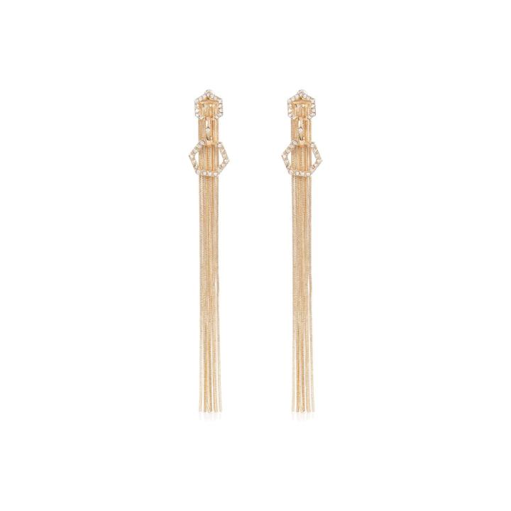 River Island Womens Gold Tone Hexagon Front And Back Earrings