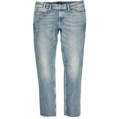 River Island Mens Light Wash Chain Sid Skinny Jeans
