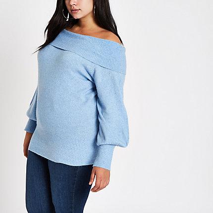 River Island Womens Plus Bardot Knitted Sweater
