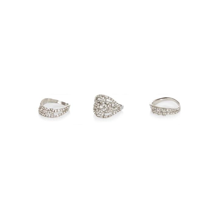 River Island Womens Silver Tone Embellished Rings Pack