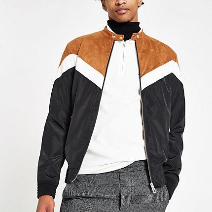 River Island Mens Chevron Racer Neck Jacket