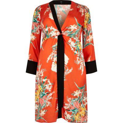 River Island Womens Plus Tropical Print Twist Front Kimono