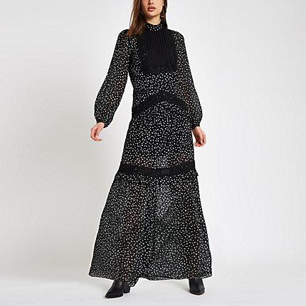 River Island Womens Print Lace Insert Maxi Dress