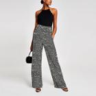 River Island Womens Print Button Wide Leg Trousers