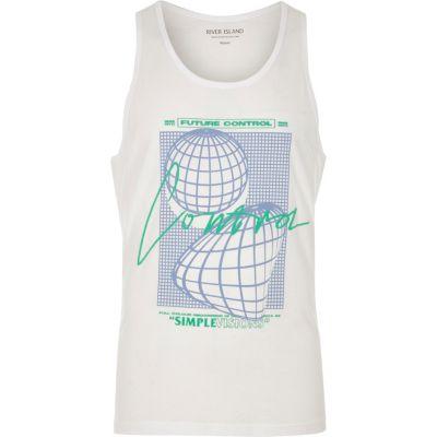 River Island Mens White 'future Control' Printk