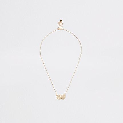 River Island Womens Gold Colour Textured Coin Necklace