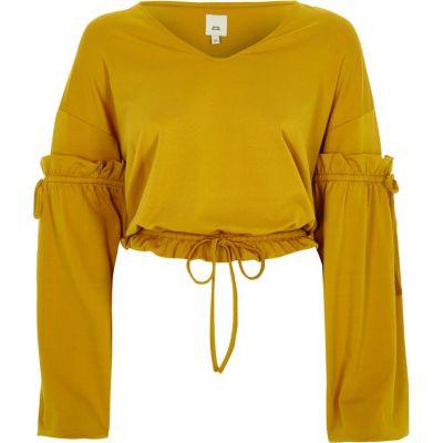 River Island Womens Drawstring V Neck Top