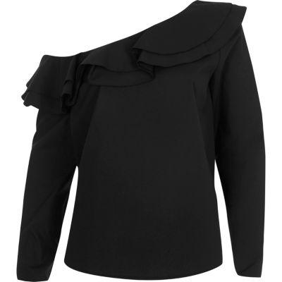 River Island Womens One Shoulder Frill Long Sleeve Top
